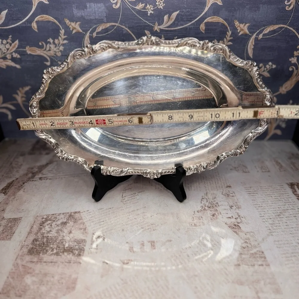 Poole Silver Co English Silverplate 1000 Ornate Oval Serving Tray